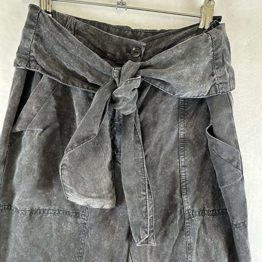 YFB Pants Buttery Soft Wrap Tie Front Black Gray Womens Sz M retro 90s Y2K Baggy